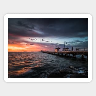 Moody Sunset at St Kilda Pier Sticker